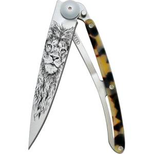 DEEJO 1cc200 tattoo dark turtle / Ултралеко джобно ножче със синтетична дръжка от черупка на костенурка (1cc200)