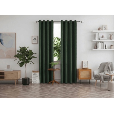 Textilomanie Zatemňovací záves DUNES VELVET 140x250 cm, tmavozelený Zavesenie: Kovové krúžky