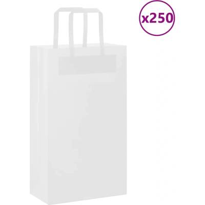 vidaXL Хартиени торбички 250 бр с дръжки бели 21x11x36 см (4101841)