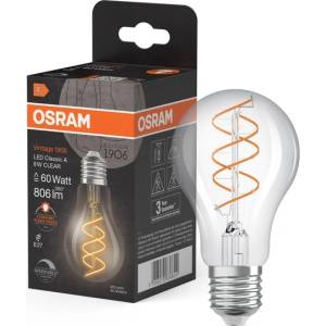 OSRAM LED крушка Osram Vintage 1906 Classic Spiral Filament DIM 922 Clear, A60, E27, 8W, 806lm, 2200K (AC58077)