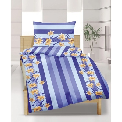 Bellatex flanel obliečky Ľalie modrá 140x200 70x90