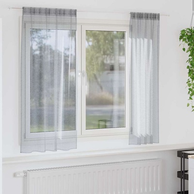 vidaXL Перде от воал С завеси 2 pcs Тъмен сив 175 x 140 см Полиестер (4108028)