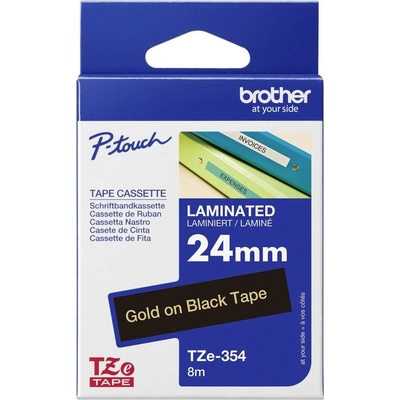 etikety Brother TZe, TZ TZe-354 PET Farba pásky: čierna Farba písma:zlatá 24 mm 8 m