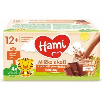 HAMI Mliečko s kašou s príchuťou gurmánskej čokolády 4x250 ml 181983