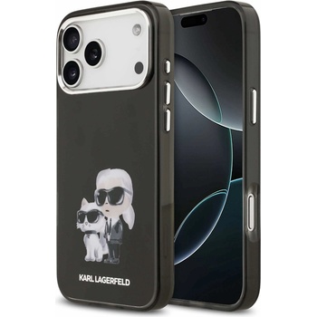 KARL LAGERFELD Хибриден удароустойчив кейс за iPhone 17 Pro Max - Karl Lagerfeld IML Aquarelle Karl and Choupette Case (черен) (KLHMP17XHMKCAQOK)