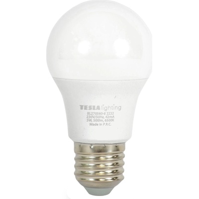 Tesla LED žárovka BULB, E27, 5W, 230V, 500lm, 25 000h, 6500K studená bílá