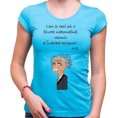 Coolsign Tričko A.Einstein citát tyrkysová modrá