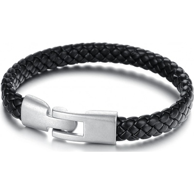 Troli čierny pánsky náramok z prepletané kože Leather KBL-078