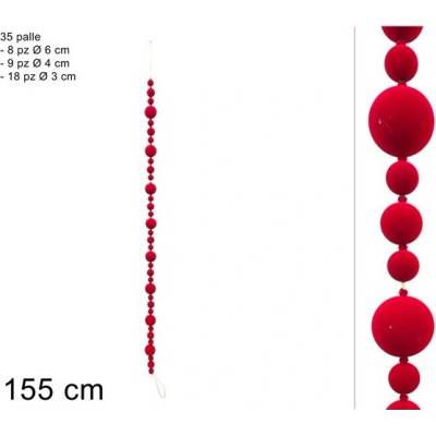 Due Esse Girlanda so zamatovými guľami 155 cm, bordová