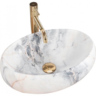 Rea REA-U8567 - Мивка за плот LINDA 34x48, 5 cm керамика/мраморен декор (RE0095)