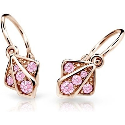 Danfil dětské náušnice C2241 z růžového zlata s kamínky Pink zapínání brizura