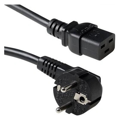 ACT Powercord мрежов конектор Schuko CEE 7/7 мъжки (под ъгъл) - C19 IEC 60320 3m черен AK5186 (AK5186)