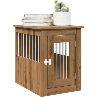 vidaXL Клетка за куче мебел, дъб артизан, 45x62x59 см, инженерно дърво (857637)