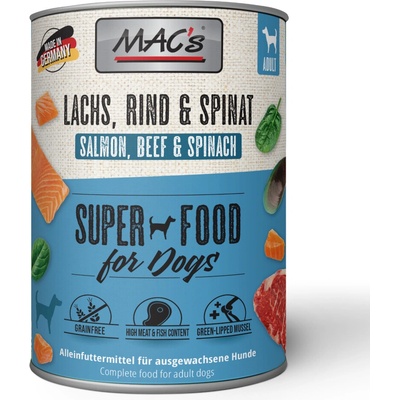 Mac´s Adult losos, hovädzie a špenát 24 x 800 g
