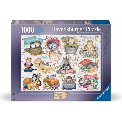 Ravensburger Vintage č. 18 Crazy Cats Kočičí rok 1000 dílků