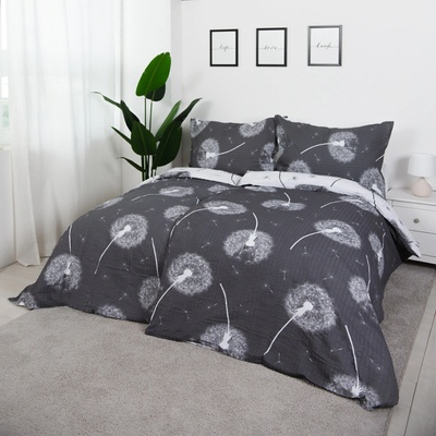 Xpose krep obliečky Púpavy DUO sivé/biele 140x200 70x90