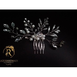 Radi handmade Гребенче за коса с бели перли и кристали (487)