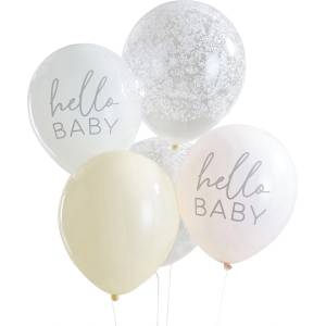 Party Deco Комплект от Балони "Hello Baby" в Нежни Цветове (FLB-116)