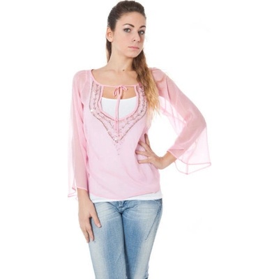 Phard T Shirt Maniche Lunghe Donna Rosa Růžová