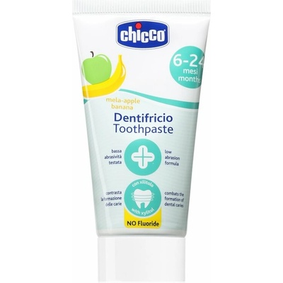 Chicco Fluoride-Free Toothpaste 6-24m bez fluoridu pre deti Apple-Banana 50 ml