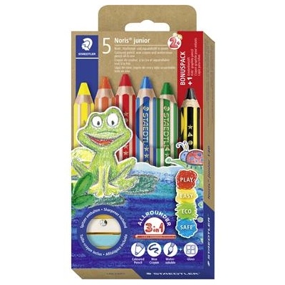 STAEDTLER Комплект цветни моливи с графитен молив и острилка, джъмбо, STAEDTLER "Noris junior 140", 5+1 цвята 140 C6P1 (140 C6P1)