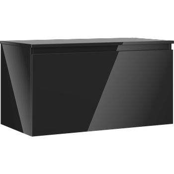 Mexen Orio баня кабинет с плот под мивка 90 см, 1 чекмедже, черен блясък - 91A10-09047-1-BFC70 (91A10-09047-1-BFC70)