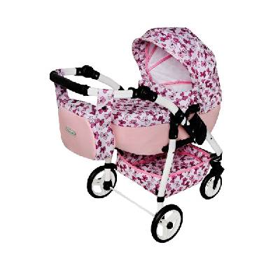 Dětský kočárek pro panenky Jasmine Kids Fialka otočná kola Barva: Fialka 03