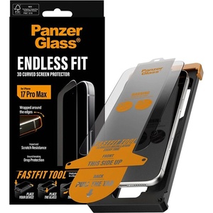 Panzer Стъклен протектор PanzerGlass за iPhone 17 Pro Max / 18 Pro Max, 3D Curve, UWF, инсталационен бокс