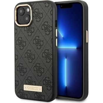 GUESS Кейс Guess GUHMP14MU4GPRK за iPhone 14 Plus 6.7", черен / черен, твърд, 4G Logo Plate MagSafe (GUE002403-0)