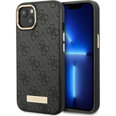 GUESS Кейс Guess GUHMP14MU4GPRK за iPhone 14 Plus 6.7", черен / черен, твърд, 4G Logo Plate MagSafe (GUE002403-0)
