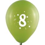 Globos Festival БАЛОНИ 10 БР. 12" - 30 СМ С ПЕЧАТ - ЦИФРА 8