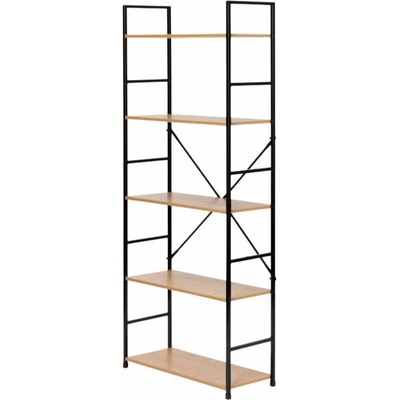 ModernHome CWJ6024144LG Drevený regál s kovovým rámom a 5 policami, 144 × 58,5 × 23,5 cm