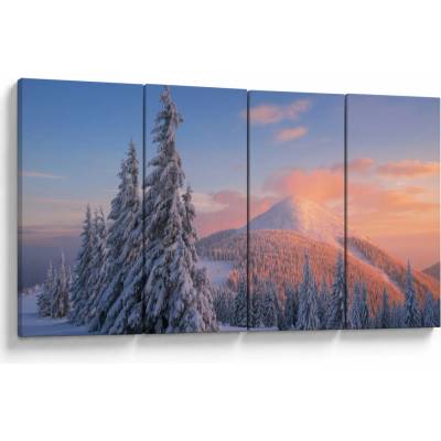 Obraz - Zimná krajina, štvordielne 160x80 cm