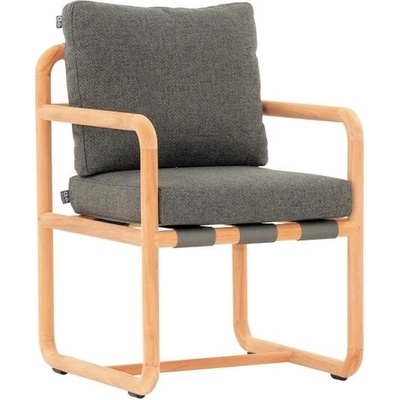 Apple Bee Jídelní křeslo Dolce, 60x65x83 cm, rám teak natural, pásový výplet Pavement, sedák venkovní látka Olefin Grey-2