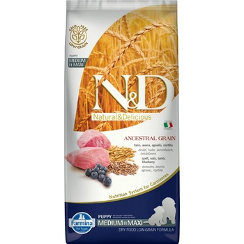 N&D Ancestral Grain Low Grain Dog Puppy M/L Lamb & Blueberry 12 kg
