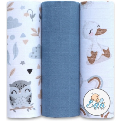 Ega Kids Mušelínové modrá sovička 3 Ks