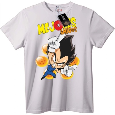 NOONEBRAND Гоку Най-добри приятели Аниме Тениска - 2XL, White