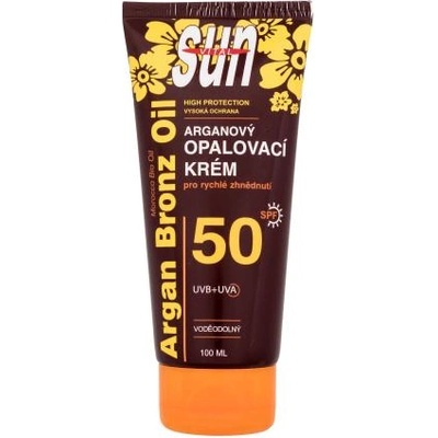 Vivaco Sun Argan Bronz Oil Tanning Cream SPF50 водоустойчив слънцезащитен крем 100 ml