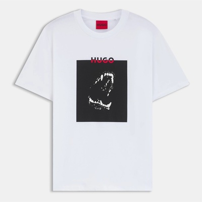 Hugo Тениска Hugo Dobermann Print T-Shirt - White 100