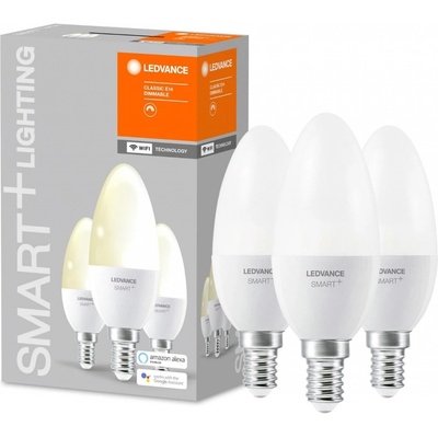 LEDVANCE sada 3x chytrá LED žárovka SMART+ WIFI, E14, Candle, 5W, 470lm, 2700K, teplá bílá SMART+ WIFI