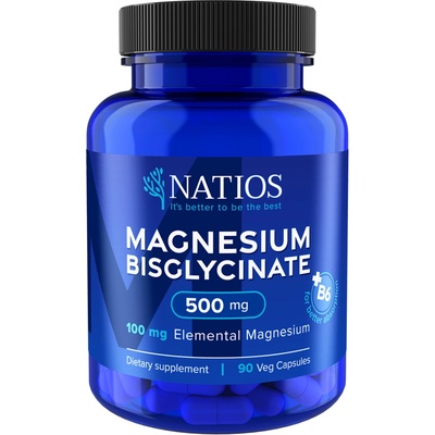 Natios Magnesium Bisglycinate 500 mg + B6 elem. hořčík 100 mg 90 veg. kapslí