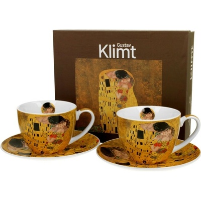 Duo Porcelánová šálka s podšálkou Klimt The Kiss 2 x 250 ml