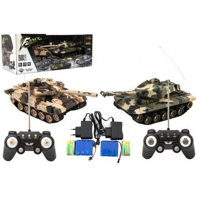 Teddies Tank RC 2 ks 25cm tank battle+time pack 27MHZ a 40MHz kamufláž so zvukom a svetlom