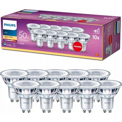 Philips žárovka LED 4,6 W, GU10, teplá bílá, 10 ks