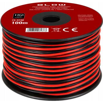 Profesionální kabel reproduktorový kabel s LED cívkou 2x0,75 mm 100 m