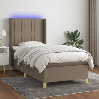 vidaXL Боксспринг легло с матрак и LED, таупе, 90x200 см, плат (3139009)
