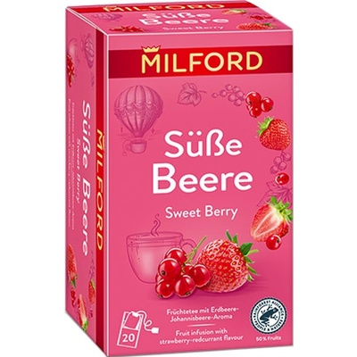 Milford Ovocný čaj s príchuťou jahody a červených ríbezlí 20 ks