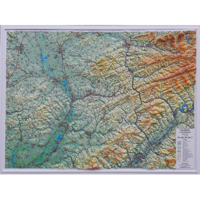Valašsko, Slovácko - nástěnná plastická mapa Varianta: bez rámu, Provedení: plastická mapa