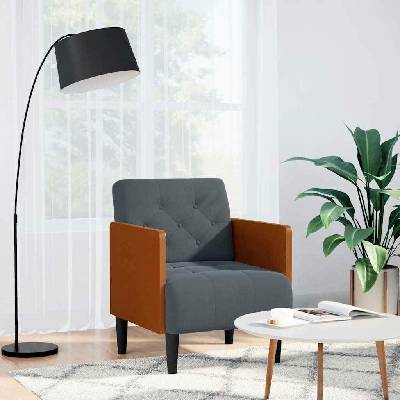 vidaXL 4100596 Rozkládací s područkami tmavě šedá 55 cm samet
