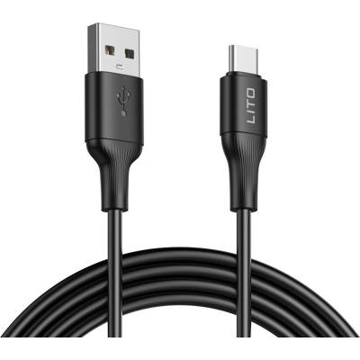 Lito Кабел за данни с USB конектори, Type-C, 1m - Lito (LD06T) - Черен